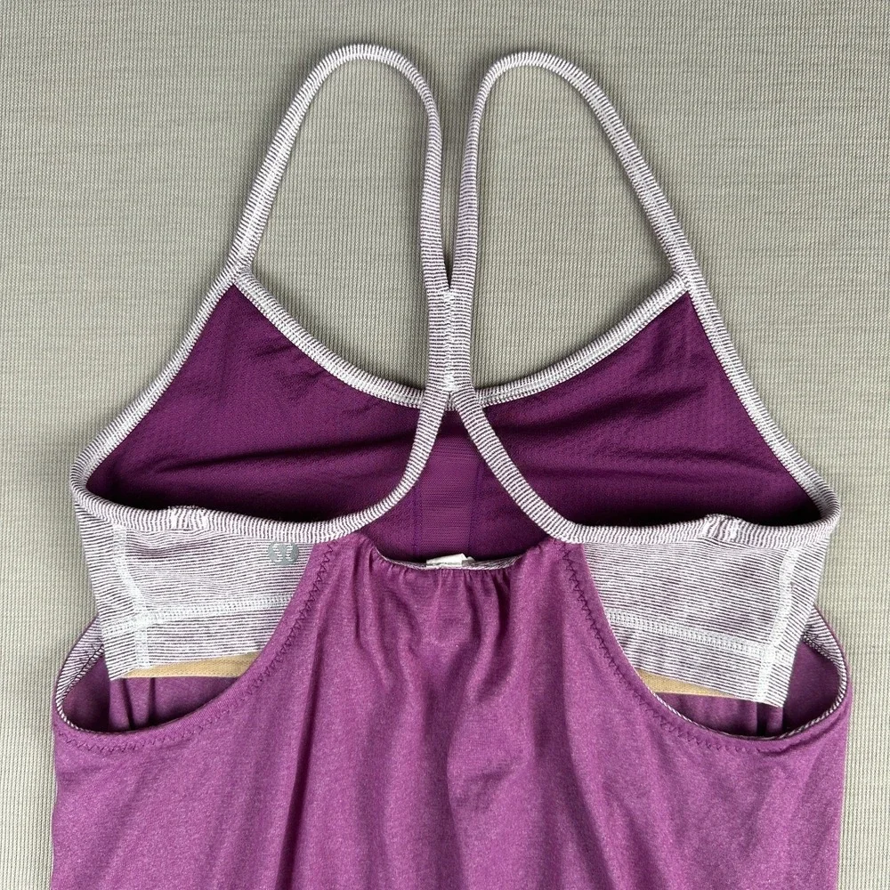 Lululemon Racerback Tank Top Womens Sz 4 Purple Built in Bra Athleisure
